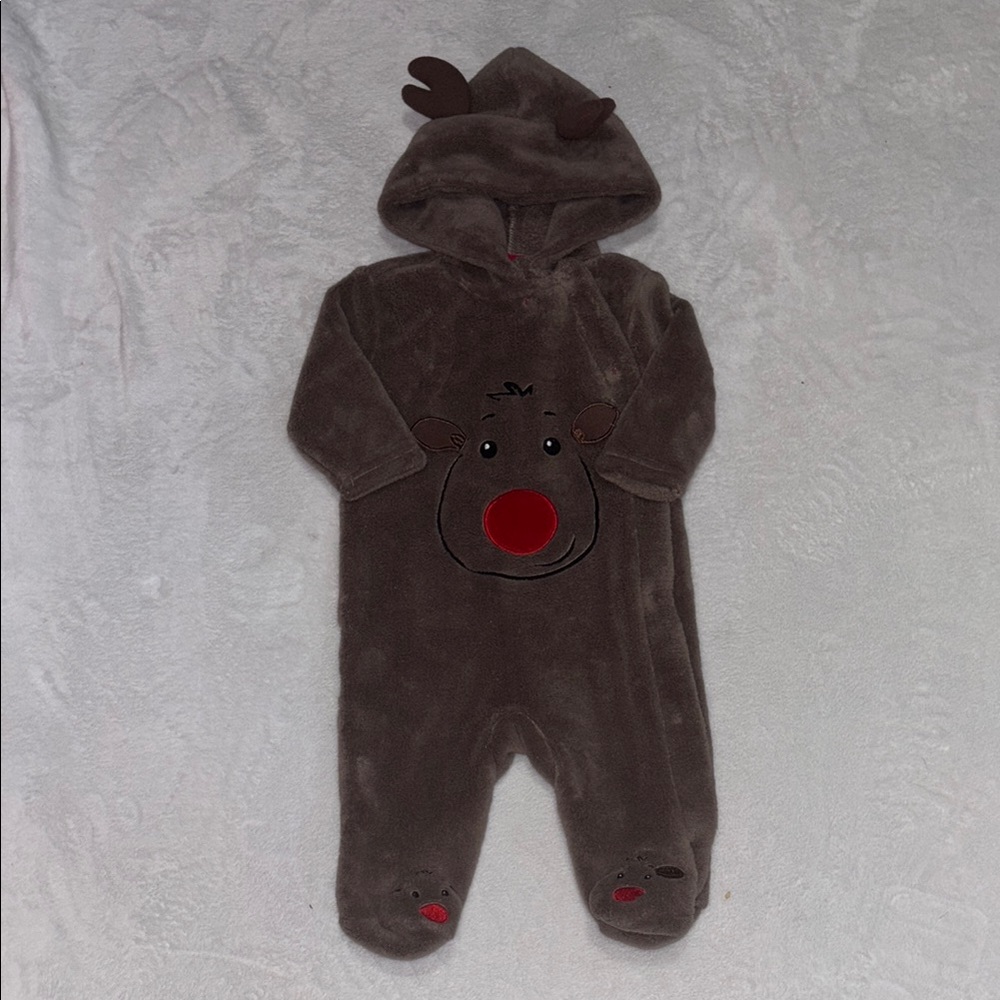 George Cozy Brown Reindeer fleece One Piece